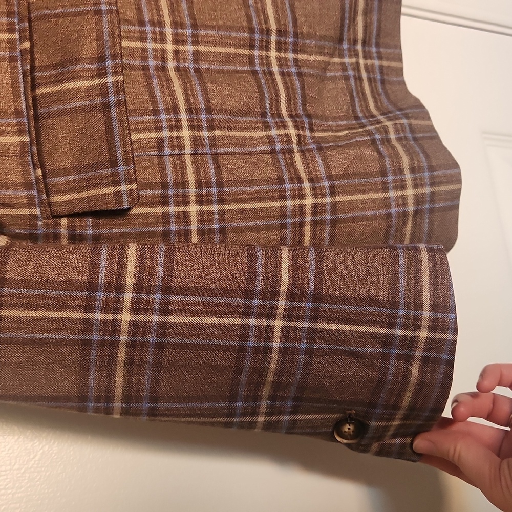NWT Lovers And Friens Leah Blazer in Brown Plaid Multi Small - Picture 5 of 10